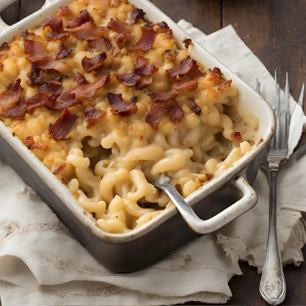 French Onion Mac and Cheese with Bacon