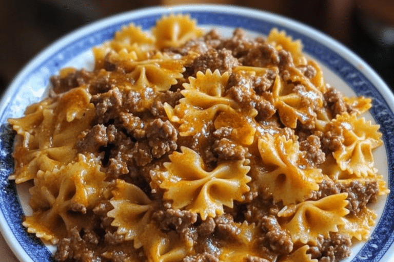 Velveeta Beef Bowtie Pasta - Delectable Recipe