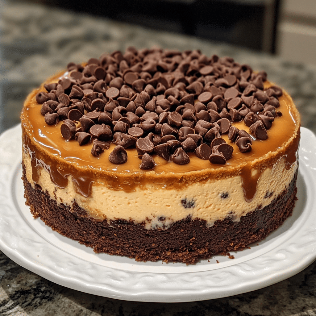 Salted Caramel Chocolate Chip Cheesecake, salted caramel cheesecake, chocolate chip cheesecake, caramel drizzle cheesecake, dessert, homemade cheesecake, salted caramel dessert