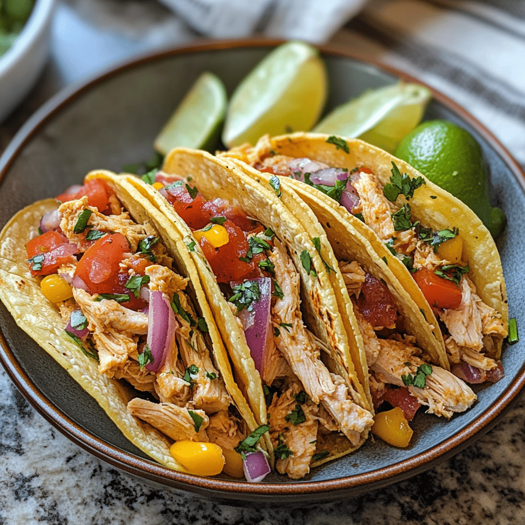 chicken tacos, Crock Pot, slow cooker tacos, easy tacos, weeknight dinner