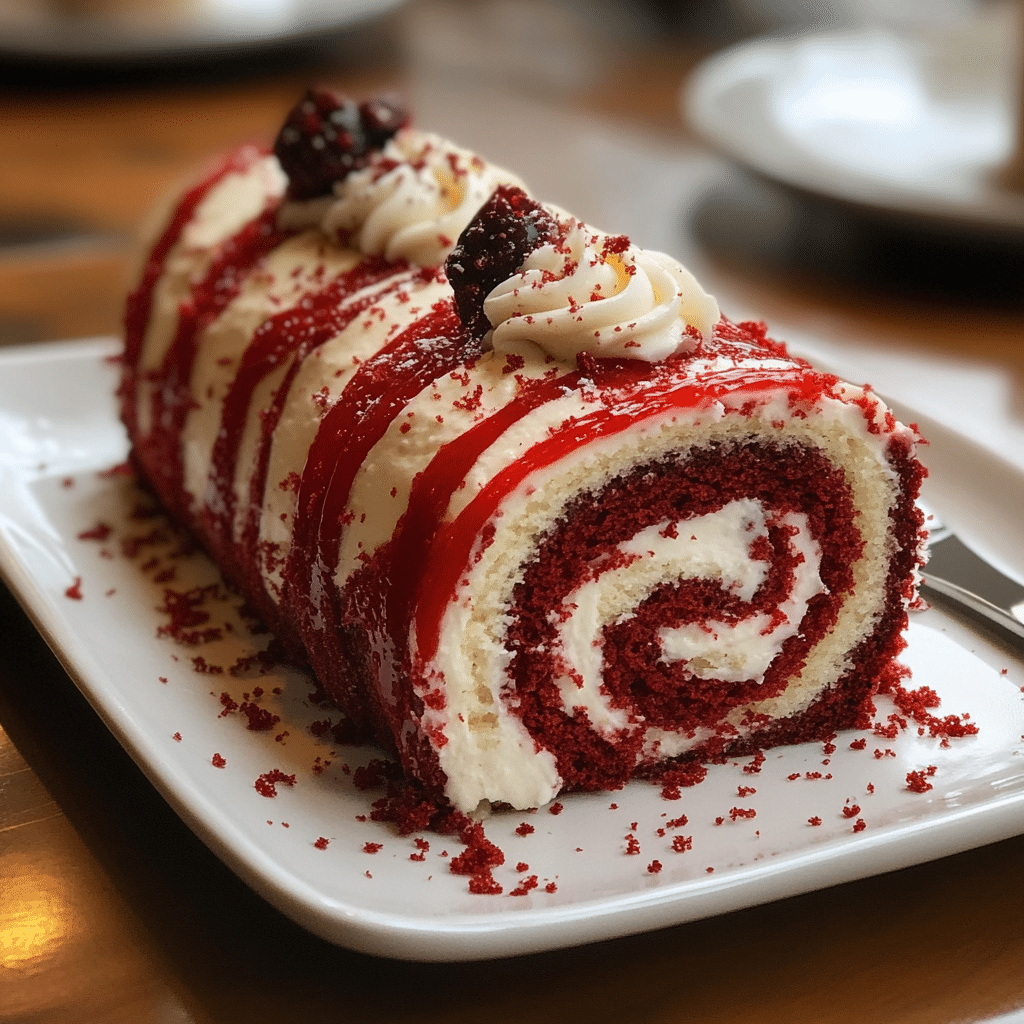 Red Velvet, Cake Roll, Dessert, Creamy Frosting, Holiday Dessert, Cake