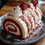 Red Velvet, Cake Roll, Dessert, Creamy Frosting, Holiday Dessert, Cake