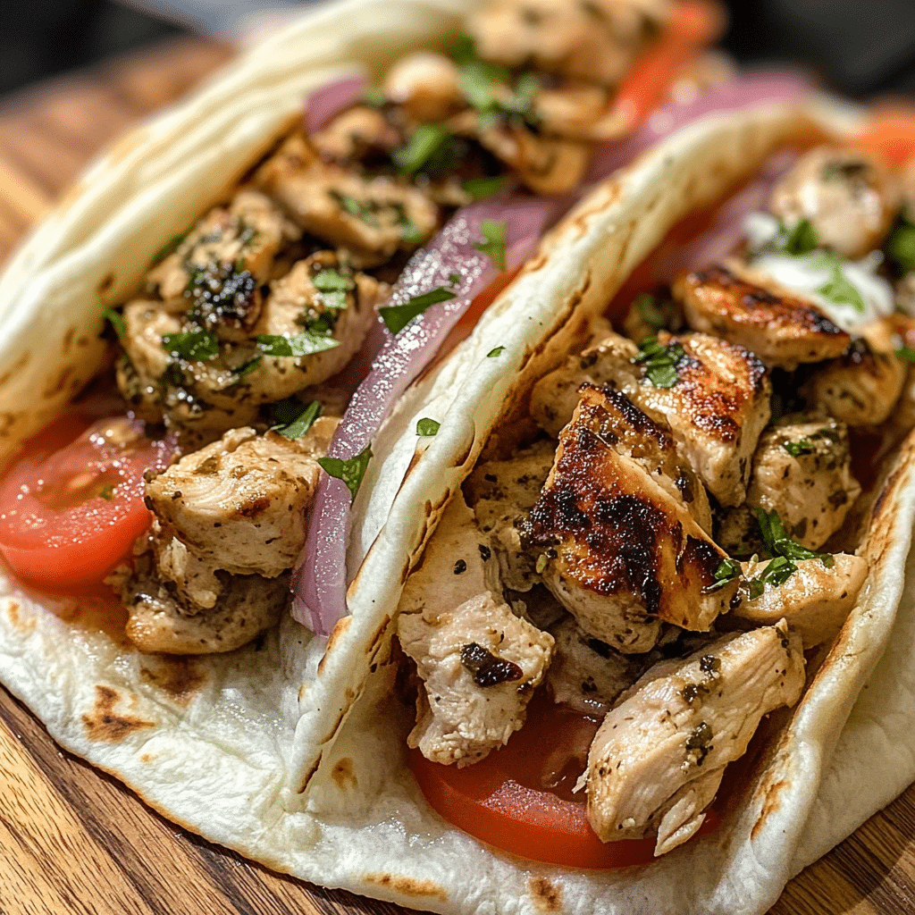 chicken gyros, homemade gyros, Greek chicken recipe, chicken flatbread, chicken tzatziki, easy gyros recipe