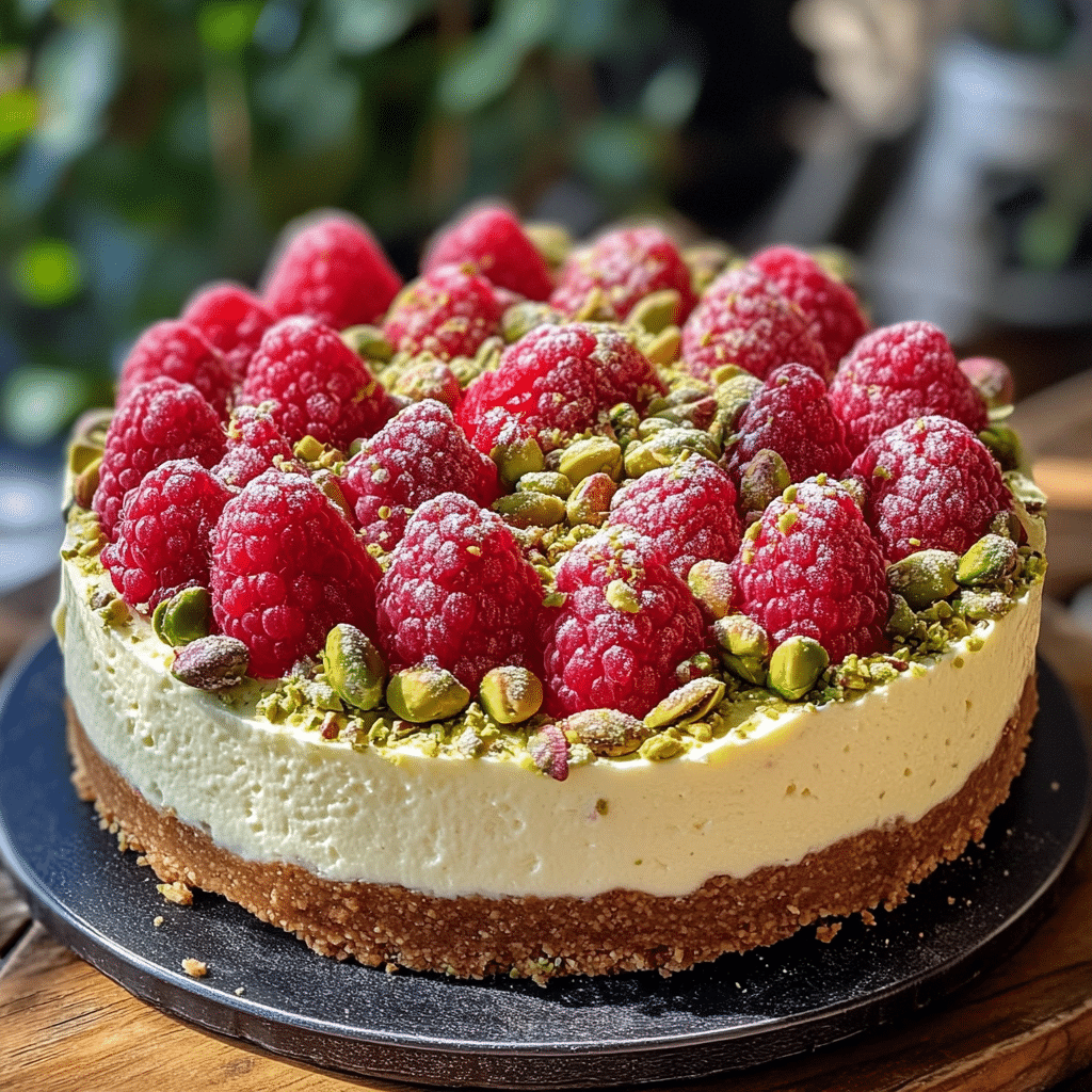 Pistachio Raspberry Cheesecake, Cheesecake, Gluten-Free Dessert, Raspberry Jam, Pistachio Dessert, Holiday Dessert, Dairy-Free Dessert