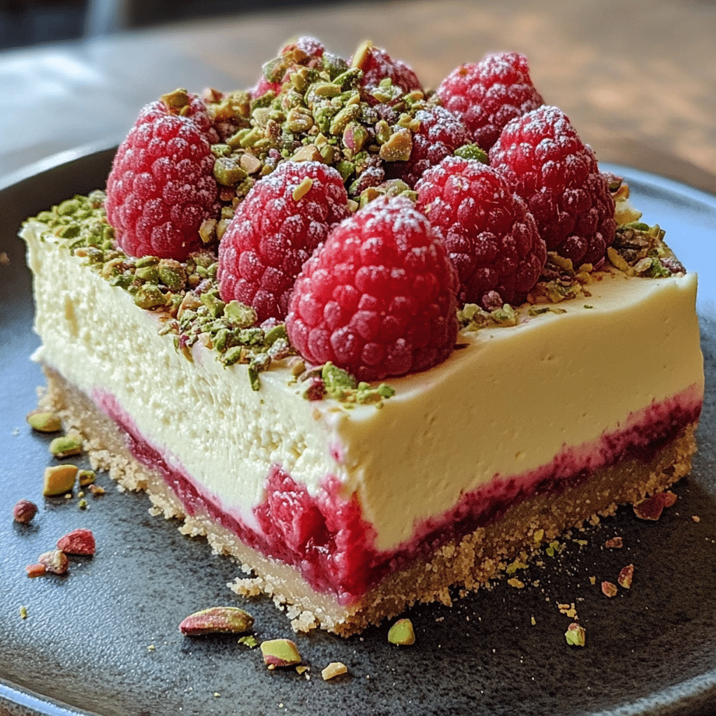 Pistachio Raspberry Cheesecake, Cheesecake, Gluten-Free Dessert, Raspberry Jam, Pistachio Dessert, Holiday Dessert, Dairy-Free Dessert