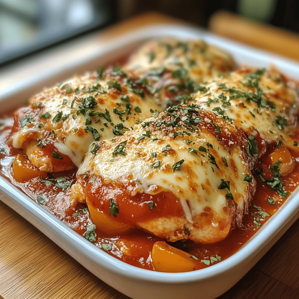 Chicken Parmesan, Three-Cheese, Bell Peppers, Gluten-Free, Italian, Easy Chicken Dinner