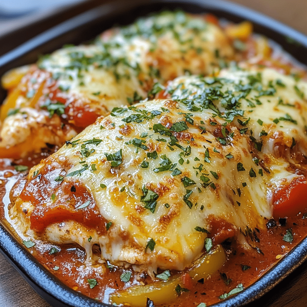 Chicken Parmesan, Three-Cheese, Bell Peppers, Gluten-Free, Italian, Easy Chicken Dinner