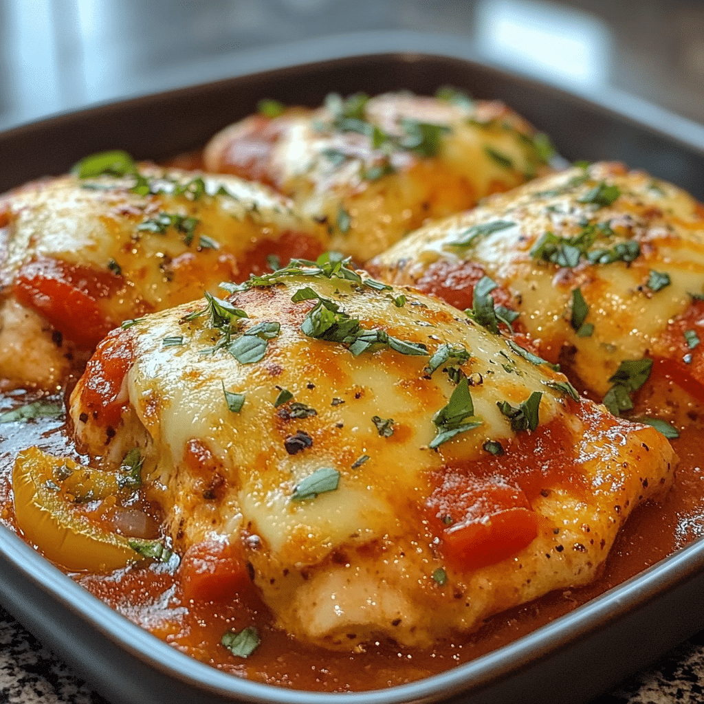 Chicken Parmesan, Three-Cheese, Bell Peppers, Gluten-Free, Italian, Easy Chicken Dinner