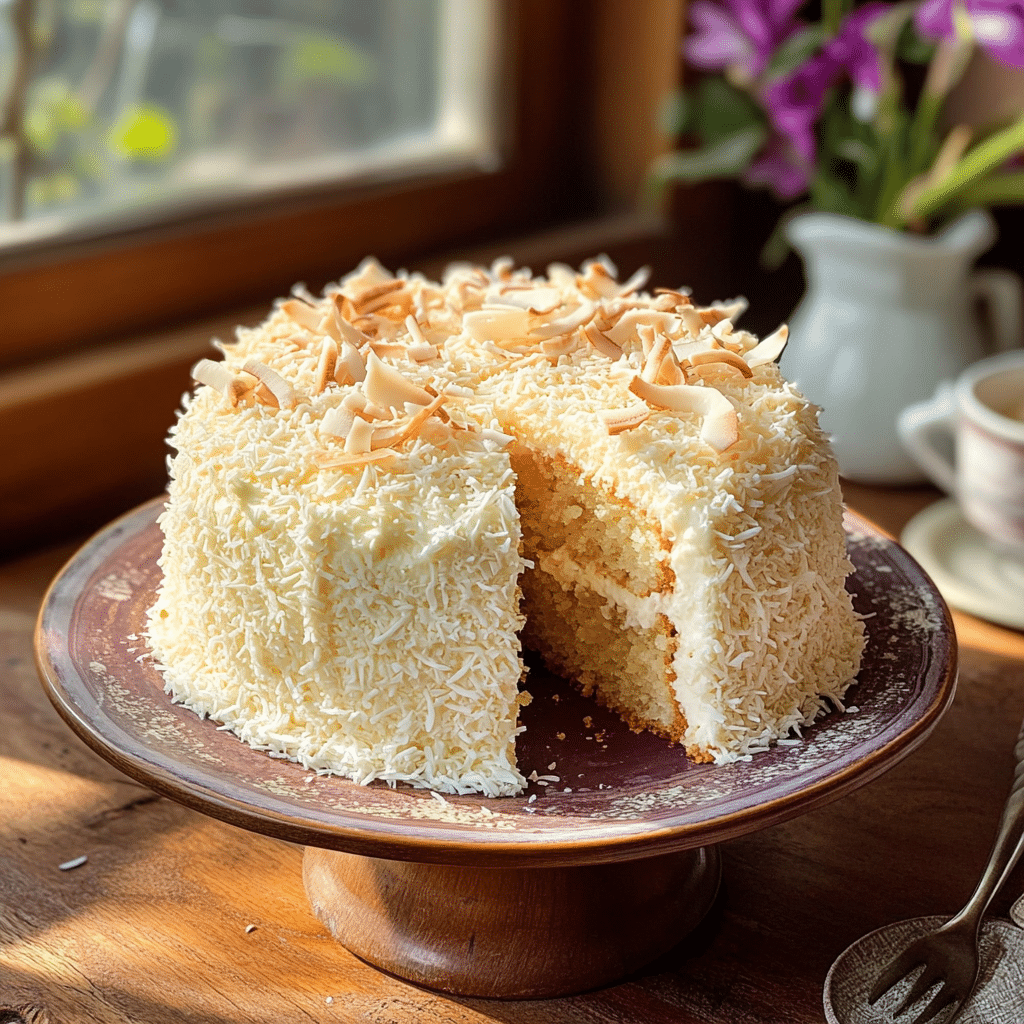 Coconut Cake, Cream Cheese Frosting, Tropical Dessert, Coconut Extract, Moist Cake, Sweet Cake