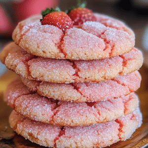 strawberry cookies, sugar crinkle cookies, jam-filled cookies, strawberry jam, easy cookie recipes, crinkle cookies