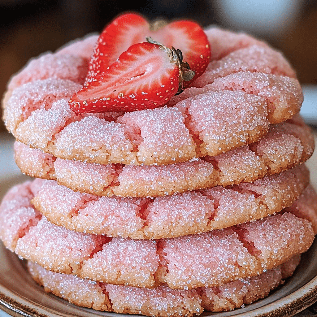 strawberry cookies, sugar crinkle cookies, jam-filled cookies, strawberry jam, easy cookie recipes, crinkle cookies