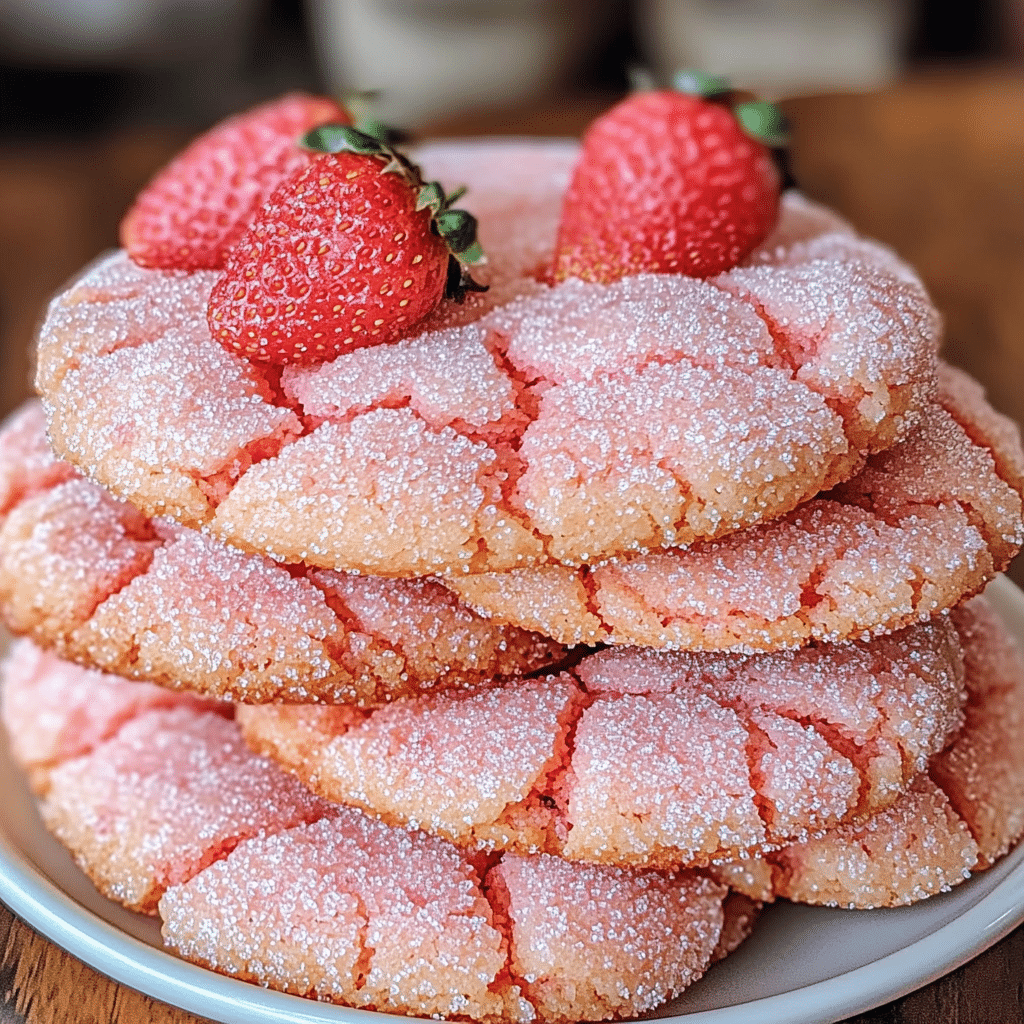 strawberry cookies, sugar crinkle cookies, jam-filled cookies, strawberry jam, easy cookie recipes, crinkle cookies