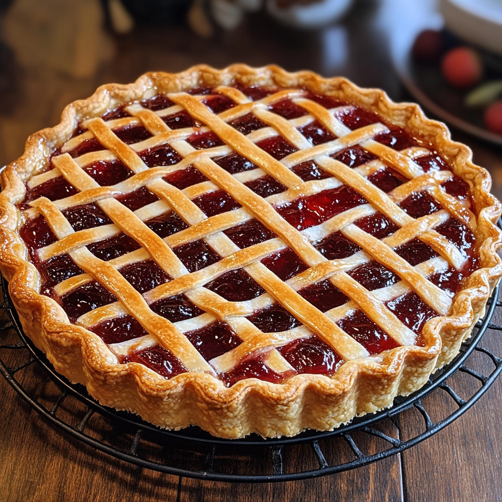 Crostata, Italian jam tart, fruit tart, strawberry jam, Italian dessert, buttery tart