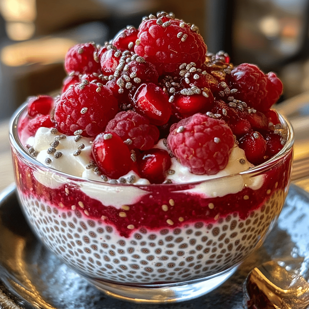 Chia Dessert, pomegranate dessert, chia pudding, raspberry dessert, healthy dessert, no-bake dessert, vegan dessert