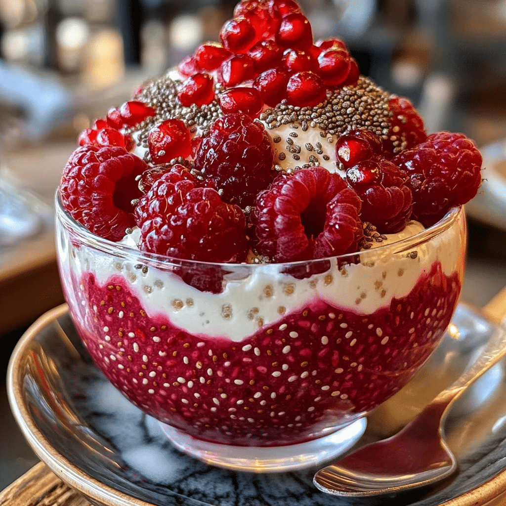 Chia Dessert, pomegranate dessert, chia pudding, raspberry dessert, healthy dessert, no-bake dessert, vegan dessert