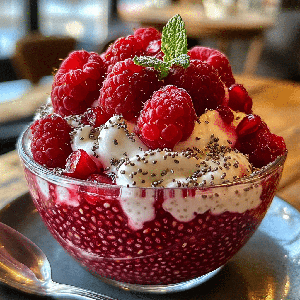 Chia Dessert, pomegranate dessert, chia pudding, raspberry dessert, healthy dessert, no-bake dessert, vegan dessert