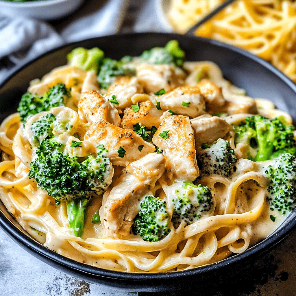 Creamy Chicken Broccoli Alfredo in 25 Mins