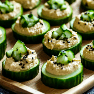 Cucumber Hummus Bites