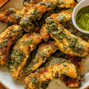 Quick Cilantro Pesto Chicken Tenders