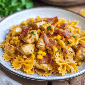 Chicken Corn Pasta with Bacon