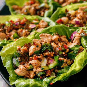 Chicken Larb Lettuce Wraps