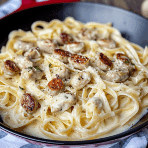 Chicken Sausage Alfredo Fettuccine