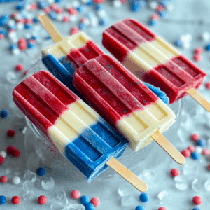 Red White & Blue Firecracker Popsicles
