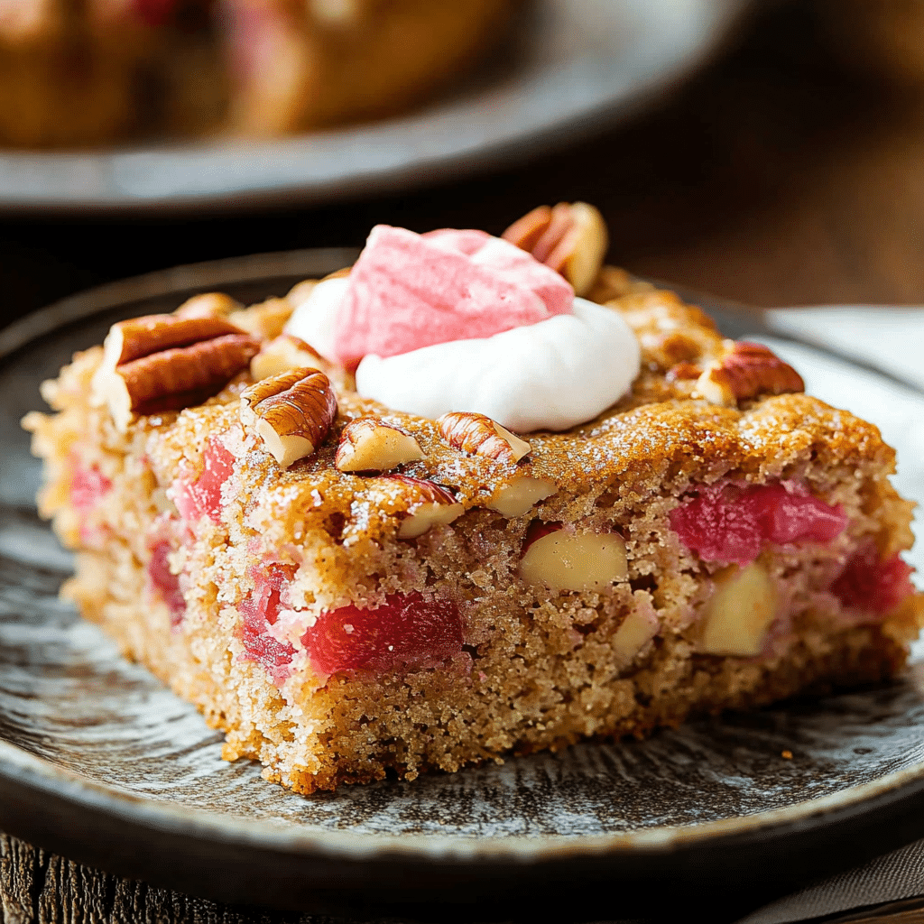 Rhubarb Cinnamon Pecan Cake