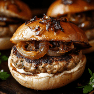 Turkey Burgers with Caramelized Onions