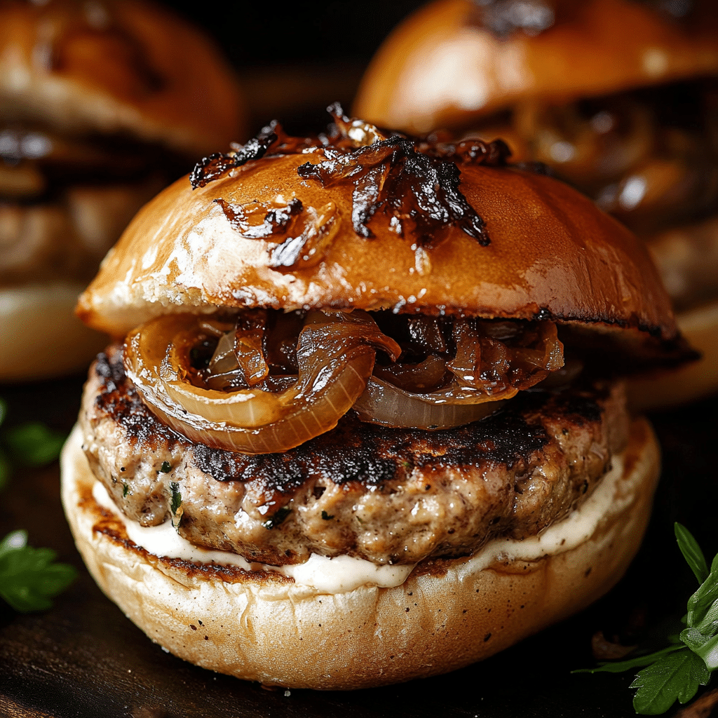 Turkey Burgers with Caramelized Onions