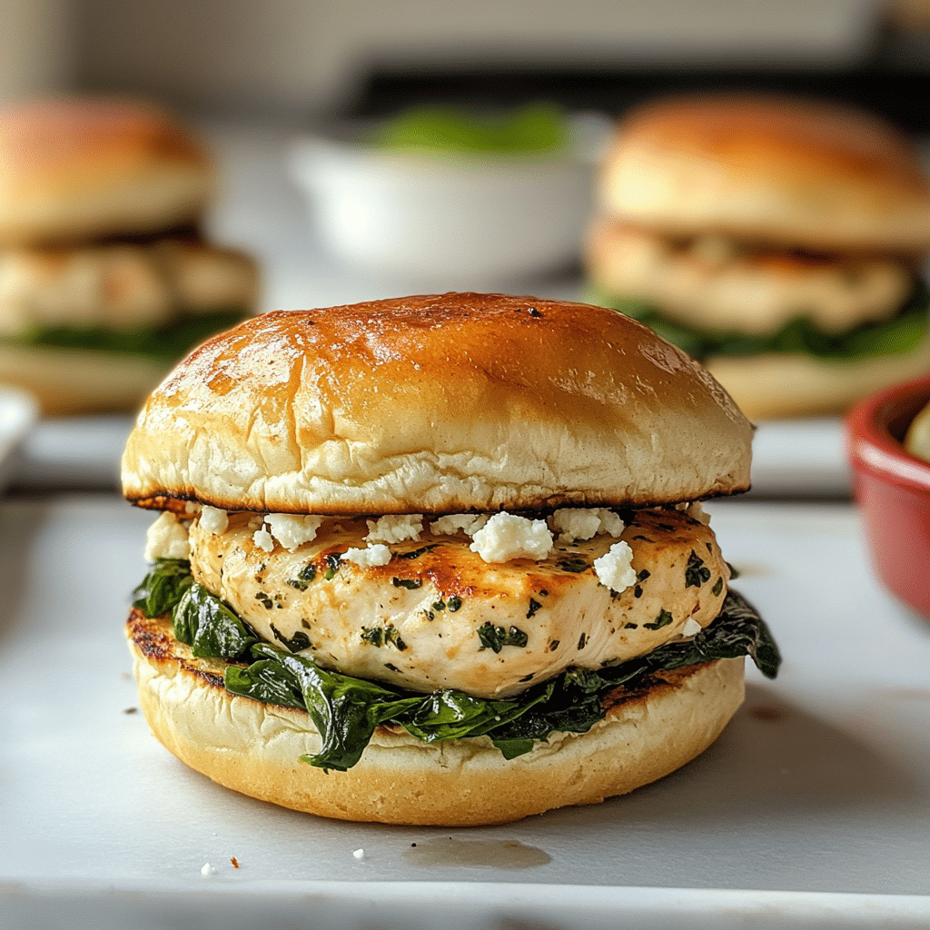 Chicken Feta Spinach Burgers