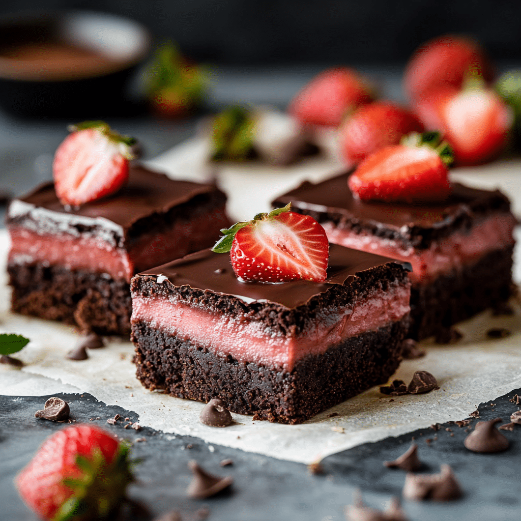 Chocolate Strawberry Ganache Brownies