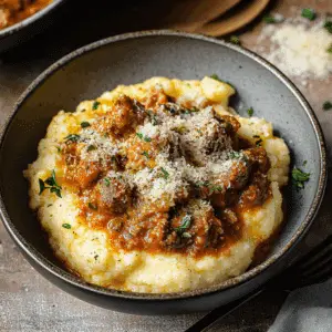 Creamy Sausage Ragu with Cheesy Polenta Bowls