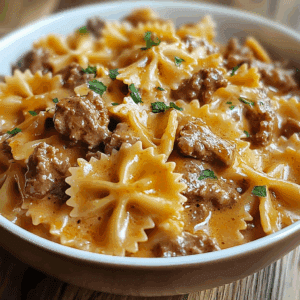 Creamy Velveeta Beef & Bowtie Pasta