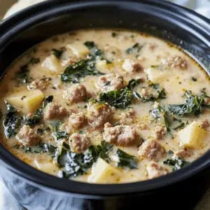 Crockpot Zuppa Toscana with Sausage and Kale