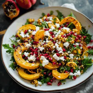 Roasted Delicata Squash Salad with Pomegranate and Feta