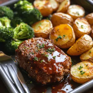 Sheet Pan Mini Meatloaf with Roasted Vegetables