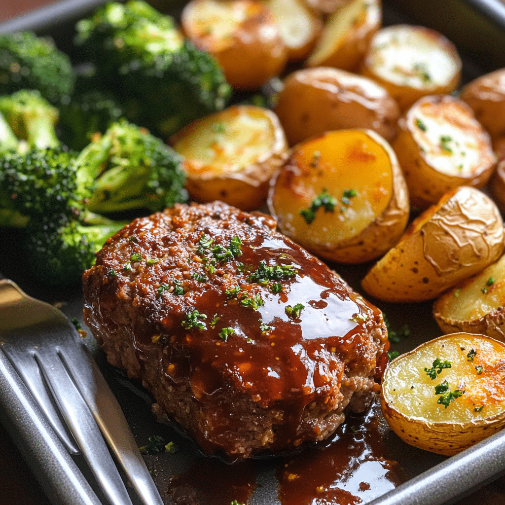 Sheet Pan Mini Meatloaf with Roasted Vegetables