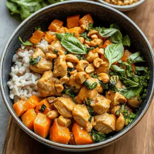 Thai Chicken Sweet Potato Peanut Bowls