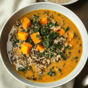 Wild Rice Soup with Sweet Potato and Kale