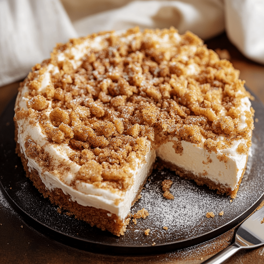 Coffee Cake Cheesecake with Cinnamon Sugar and Crumble