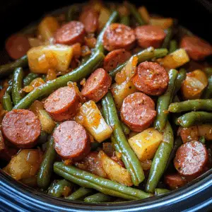 Crockpot Kielbasa and Green Beans
