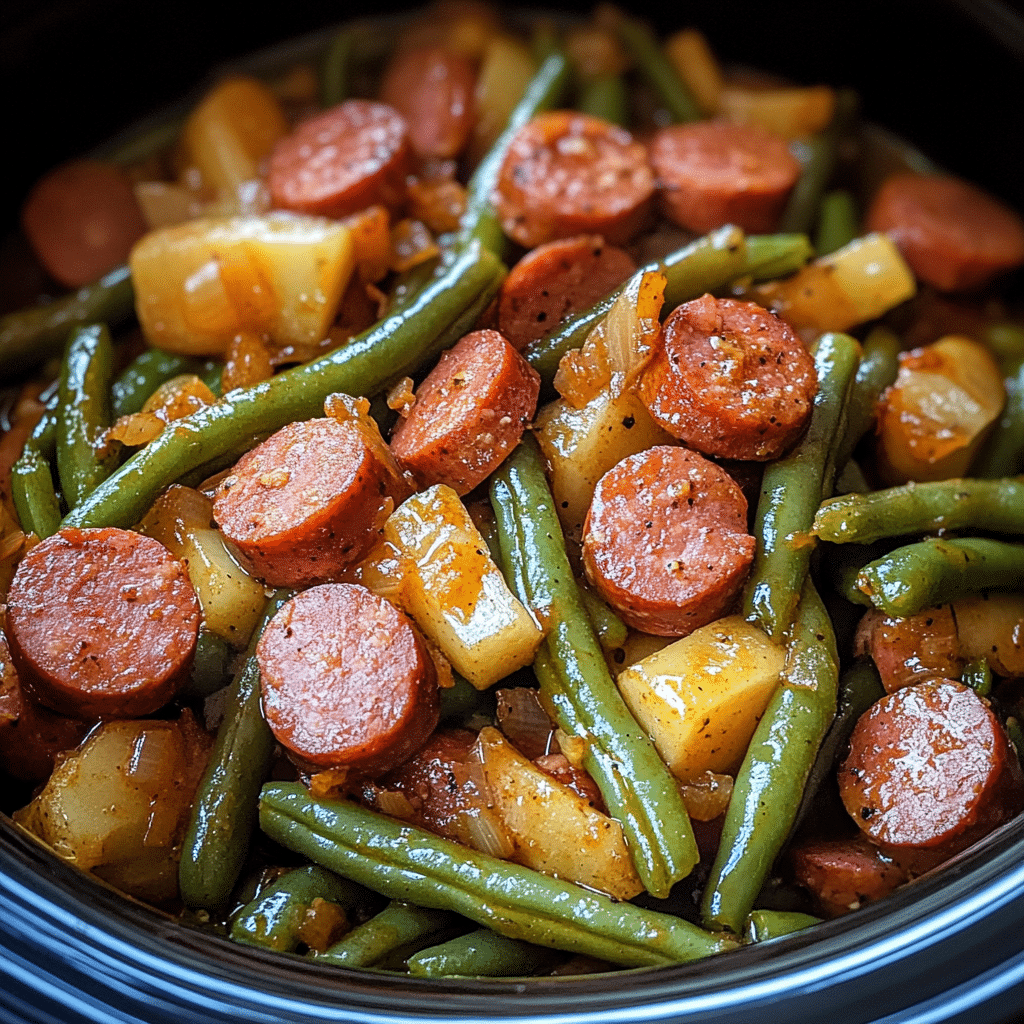 Crockpot Kielbasa and Green Beans