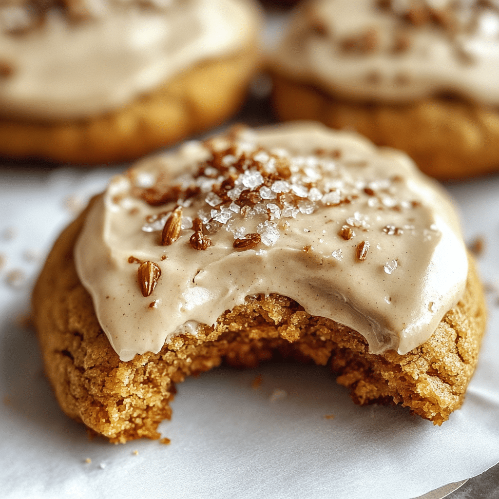 Healthy Soft Pumpkin Cookies with Salted Maple Frosting