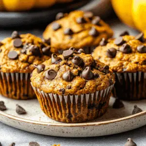 Pumpkin Banana Flax Chocolate Chip Muffins