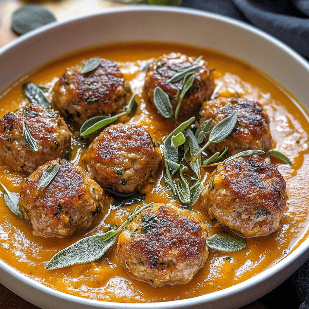 Turkey Meatballs in Pumpkin Sage Sauce