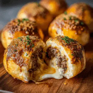 Cheeseburger Bombs with Garlic Parmesan