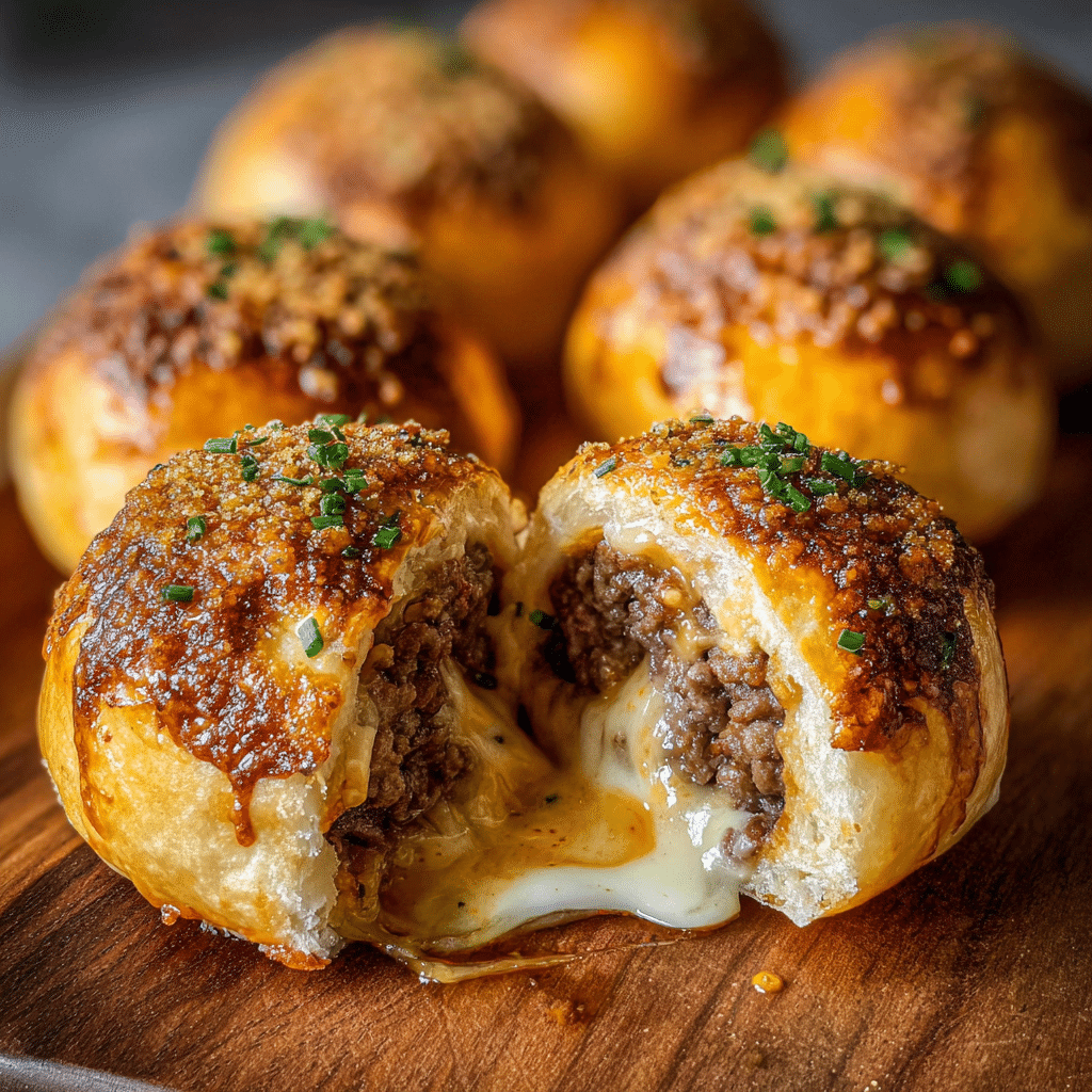 Cheeseburger Bombs with Garlic Parmesan