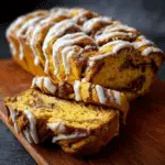 Cinnamon Roll Pumpkin Bread with Cream Cheese Glaze