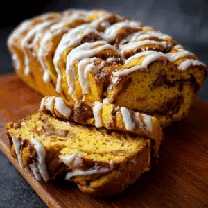 Cinnamon Roll Pumpkin Bread with Cream Cheese Glaze